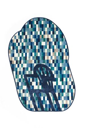 Mosaic, plastic blue chair